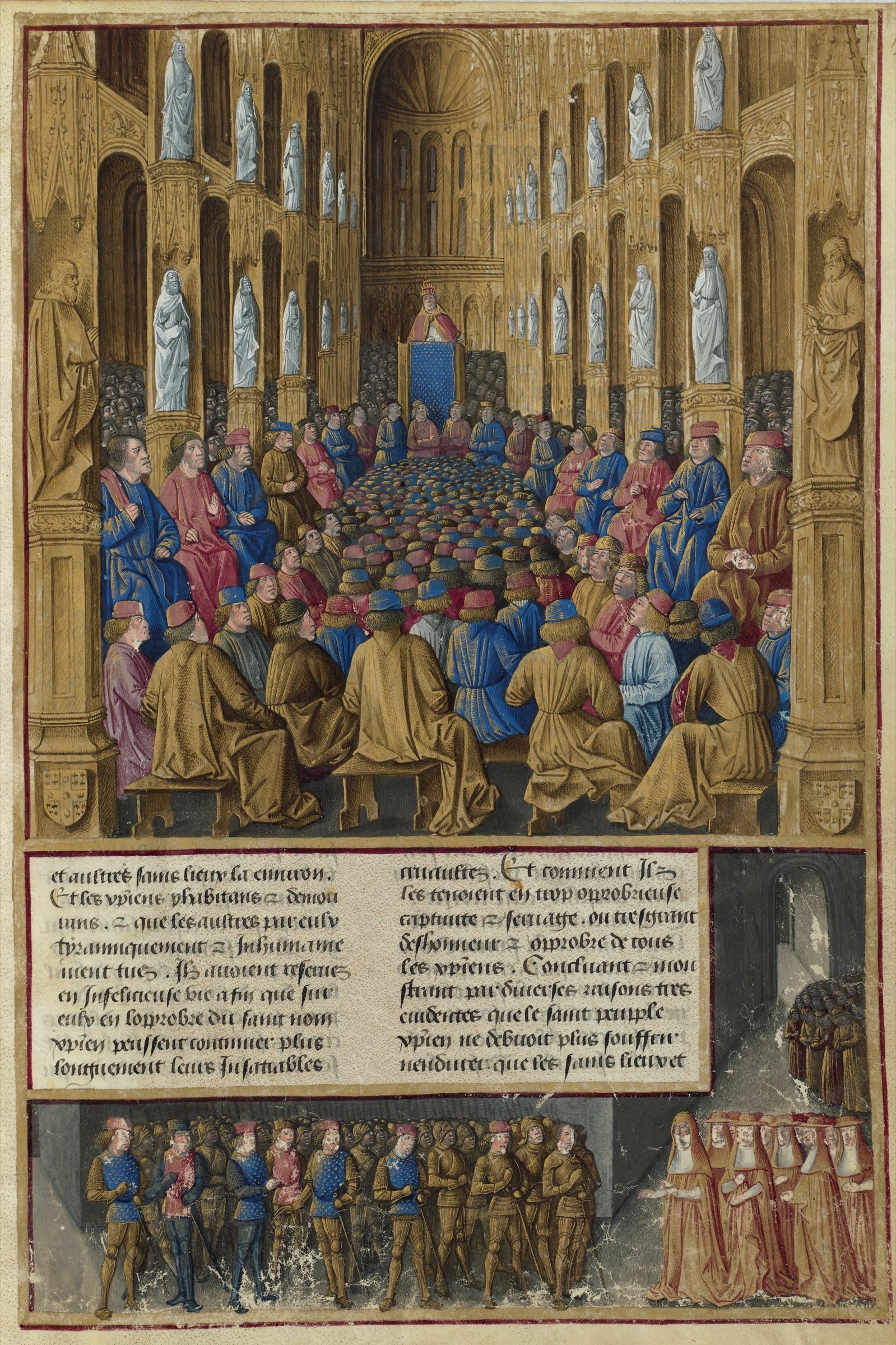 Pope Urban II preaching at the Council of Clermont, from Les passages d’outremer
