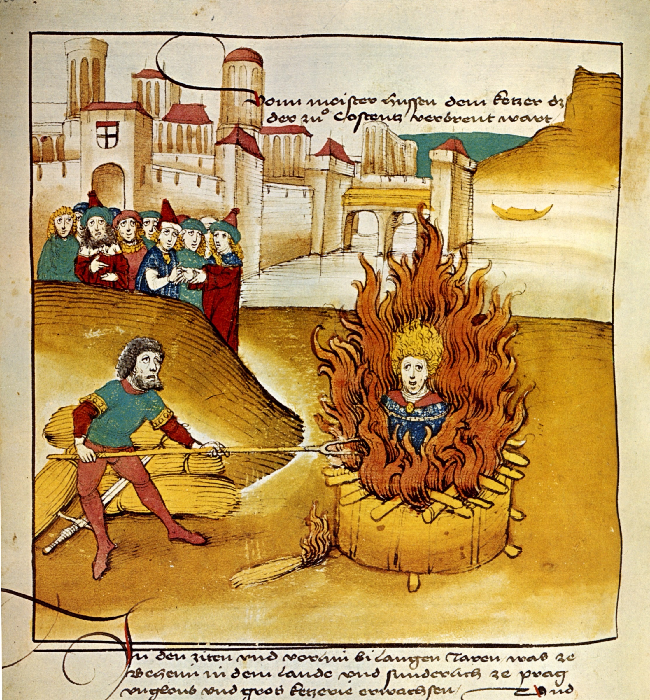 The burning of Jan Hus, Spiezer Chronik, 1485